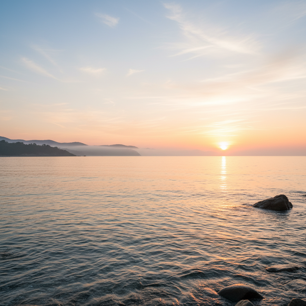 Calm coastal waters at dawn — representing clarity and a fresh start